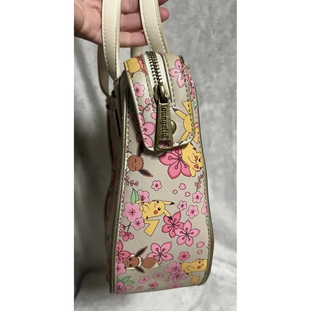 Loungefly Nintendo Pokemon Pikachu & Eevee Cherry Blossom Satchel Crossbody Bag